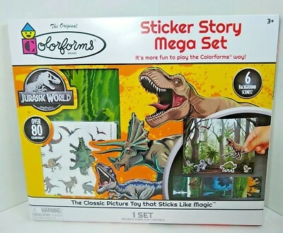 Colorforms Jurassic World Universal   6  Backgrounds 80 Colorforms  New  - Image 1 of 4