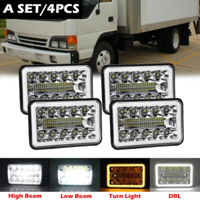 4Pcs For Isuzu NQR NPR NPR-HD Kenworth 4''x6" LED Headlights Hi/Lo Sealed Beam - Image 1 of 4