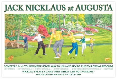 Lee Wybranski Limited Edition Jack Nicklaus At Augusta Poster Masters Golf Cover