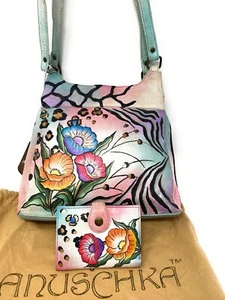 ANUSCHKA Safari Flower TRIPLE COMPARTMENT Shoulder Bag Wallet Dust bag - Picture 1 of 12