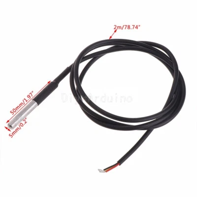 MARKENLOS 2M Waterproof Digital Temperature Temp Sensor Probe DS18B20
