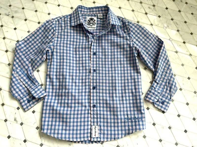 ENGLISH LAUNDRY BOYS DRESS SHIRT PLAID BLUE PINK SIZE 7 EUC - Image 1 of 4