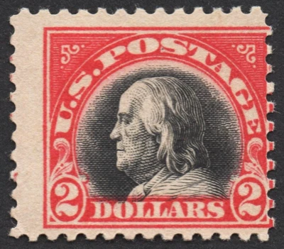 US # 547 *MINT OG H* { $2 CARMINE & BLACK FRANKLIN } PERF 12 OF 1920 CV$ 125.00 - Image 1 of 4