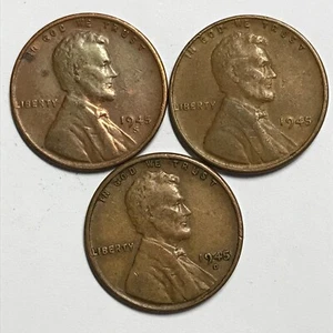 1945 1945D 1945S PDS Lincoln Wheat Cents Very Nice Coin 630 - Picture 1 of 1