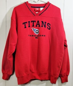 Tennessee Titans NFL Sweatshirt LG Crewneck Pullover Embroidered Logo - Red - Picture 1 of 6