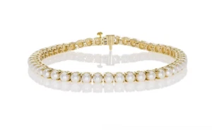 Women's Wedding Bracelet Simulated Freshwater Pearl 4mm Round Cut Silver925 - Picture 1 of 3