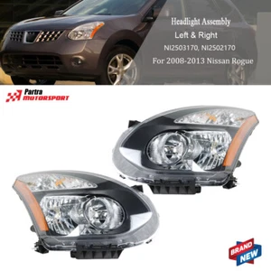 Front Headlights Headlamps Black Clear For Nissan Rogue 2008-2013 Left+Right - Bild 1 von 12