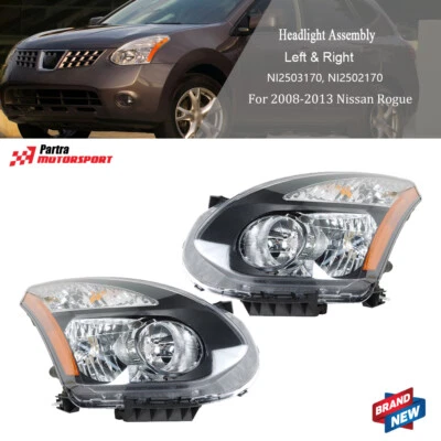 Faros delanteros negros transparentes para Nissan Rogue 2008-2013 izquierda+derecha Foto 1 de 4