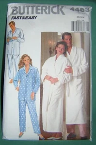 Butterick Easy Pattern 4483 Adult Unisex Robe & Pajamas, Size XS-S-M Uncut 1989 - Picture 1 of 3