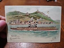 Early Gruss Aus Konigswinter Steamer Boat Wilheim Hold to Light Postcard
