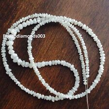 natural snow white raw uncut rough loose diamond beads 16" strand necklace 20 ct