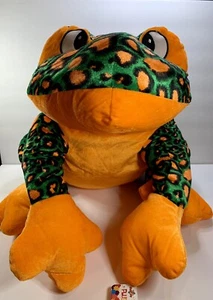 Toy Factory Spotted Frog Plush Stuffed Animal Huge 22” Green Orange Black NWT - Picture 1 of 7