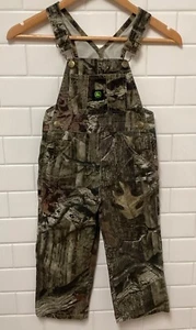 Kids John Deere Camouflage Bib Overalls Sz 5 Mossy Oak Break Up Camo Pattern - Picture 1 of 12