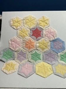 Folded hexi 5" quilt blocks lot of 19 single blocks backs/borders multicolored - Picture 1 of 4