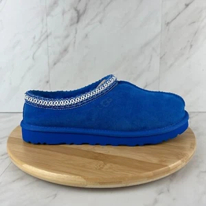 Ugg Tasman 5950 Slippers Mens Size 9 Dive Blue Suede Shearling Lined Shoes - Picture 1 of 8