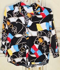 Blusa Top Camisa Lauren Ralph Lauren Náutica Vela Bandera Ancla Abotonada M L - Imagen 1 de 5