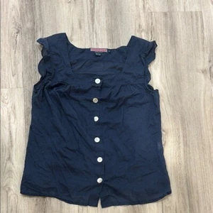 Vineyard Vines Blue Sleeveless Ruffled Blouse size 8 - Picture 1 of 6