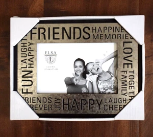Sentiments Friends Photo Frame Holds 6" x 4" Picture, ELSA Silvertone, NEW - Picture 1 of 5