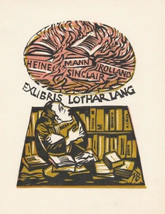 Exlibris - ULLRICH BEWERSDORFF - For Lothar Lang - Sinclair/Mann/Heine -Unsigned - Imagen 1 de 1