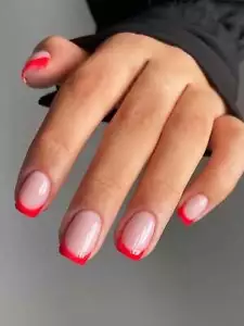 24pcs Short Square Red French Fake Nail Kit Press On Nails False Nails Glue On - Picture 1 of 6