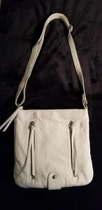 Linea Pelle Leather Shoulder Bag Beautiful White Crinkled Italian Leather  EUC - Picture 1 of 10