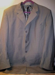 Caravelli Blazer Mens 48R Gray Super 150s Pinstripe Suit Jacket Oxford 3 Button - Picture 1 of 9