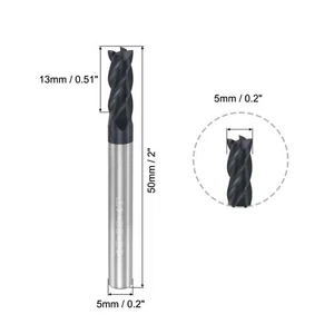 5mm Dia 5mm Shank 50mm Long HRC45 Carbide AlTiN Coated 4 Flute Square End Mill - Picture 1 of 6