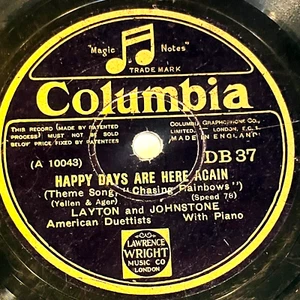 Layton & Johnstone - Happy Days Are Here Again / Lucky Me Lovable You - Columbia - Imagen 1 de 4