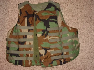 USGI Woodland BDU Military Base Vest Plate Carrier W/ Soft Inserts Extra Large - Picture 1 of 8