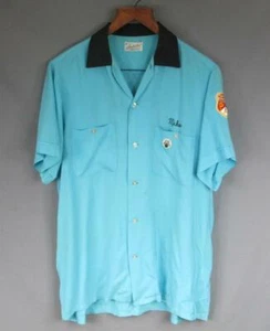 Vintage 1950s Amberley Bowling Shirt Rayon Gab Jamestown Polish Nat'l Alliance M - Picture 1 of 10