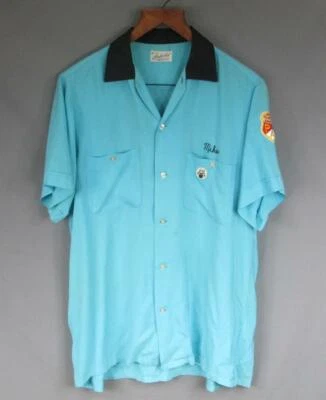Vintage 1950s Amberley Bowling Shirt Rayon Gab Jamestown Polish Nat'l Alliance M - Image 1 of 4