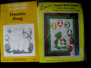 lot 2 APPLIQUE quilt patterns Aunt Martha TURTLE & Yours Truly FRANKIE FROG - Picture 1 of 8
