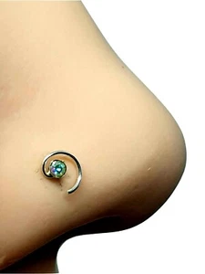 Borchia naso a spirale in argento 925 1,5 mm AB CZ 22 g (0,6 mm) estremità a ... - Foto 1 di 9