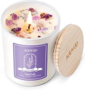 Lavender Scented Candles for Women - Aromatherapy Candle with Crystals Inside, 7 - Picture 1 of 12