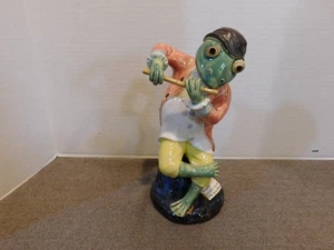 Vintage Majolica Pottery Frog Playing Instrument 10" - Picture 1 of 6
