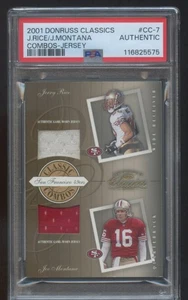 2001 DONRUSS Joe Montana-JERRY RICE CLASSICS COMBO DUAL GAME WORN JERSEY #80/100 - Picture 1 of 2