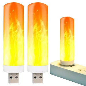 2Tlg. USB Flammen Lampe LED Flammeneffekt Kerzen Licht Glühbirne Party Xmas Deko - Bild 1 von 13