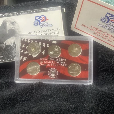 2004, 50 State Quarters SILVER PROOF Set! 90% Silver, 5 Coins In ALL! - Image 1 of 4