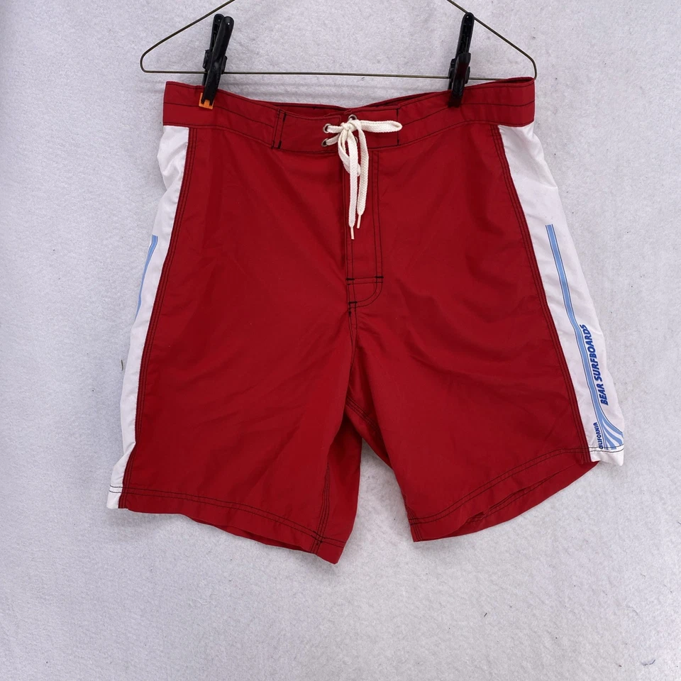 Costume da bagno uomo Bear Surf 32" tavola nylon rosso coulisse anni 90 onda - Immagine 1 di 4
