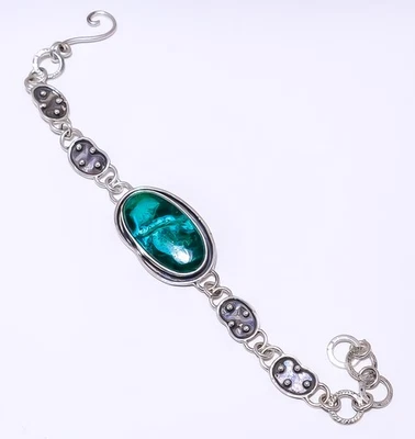 Браслет из стерлингового серебра 925 пробы с малахитом хризоколлой 7,99 дюйма B2067221 рождественский подарок - Изображение 1 из 4