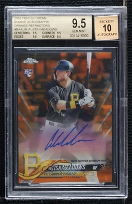 2018 Chrome Rookie Orange Refractor /25 Austin Meadows BGS 9.5 GEM MINT Auto RC - Image 1 of 2