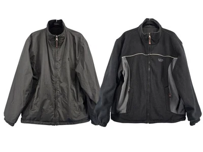 IZOD Reversible Jacket Coat Mens L Black Gray Full Zip Logo Pockets Sport Warm - Image 1 of 4