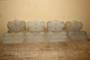 8 Vintage 1930's Art Deco Frosted Glass Ends For Fluorescent Light Fixture Shade - Picture 1 of 21
