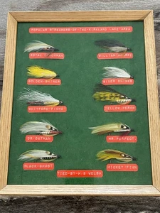 1970s Antique Vintage framed flies streamers of Kirkland Lake by H.S. Welsh RARE - Picture 1 of 2