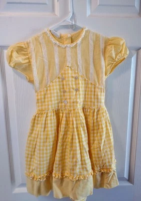 Vintage Little Girl's Yellow And White Gingham Dress Cari Classic 6x - Image 1 of 4