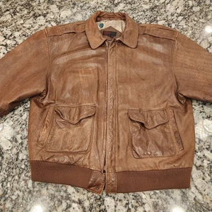 Vintage General Clothing Company LTD Brown Leather Bomber Jacket Men’s XL 90s - Bild 1 von 10