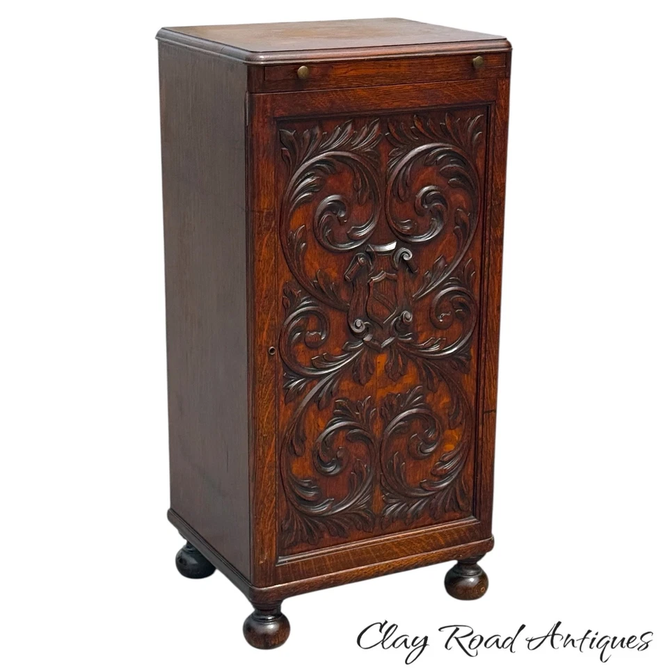 Antiguo gabinete de licor de vino Cellerato roble tigre raro Philadelphia victoriano 1890 Foto 1 de 4