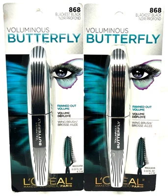 (2) Loreal Voluminous Butterfly Mascara Sealed 0.22 fl oz 868 - Blackest Black - Image 1 of 3