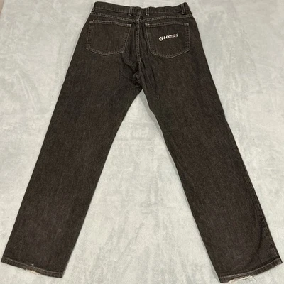 Y2k 2000s Made in USA Guess Straight Leg Jeans Mens 32x29 Relaxed Black Denim - Image 1 of 4