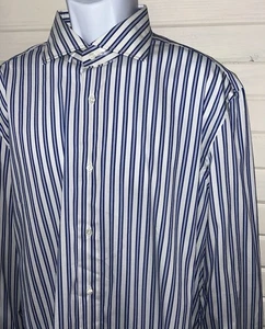 Neu ohne Etikett Luigi Borrelli Gr. 17,5/44 blau weiß gestreiftes Hemd weiter Kragen Baumwolle - Bild 1 von 14